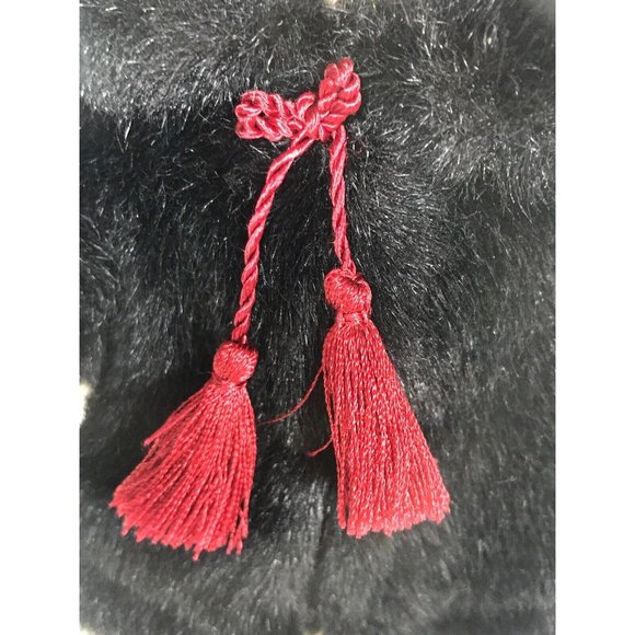 Russ Collectible Stuffed Teddy Bear Sasha Faux Fur Black Coat & Red Beret Hat 8" - Picture 6 of 7